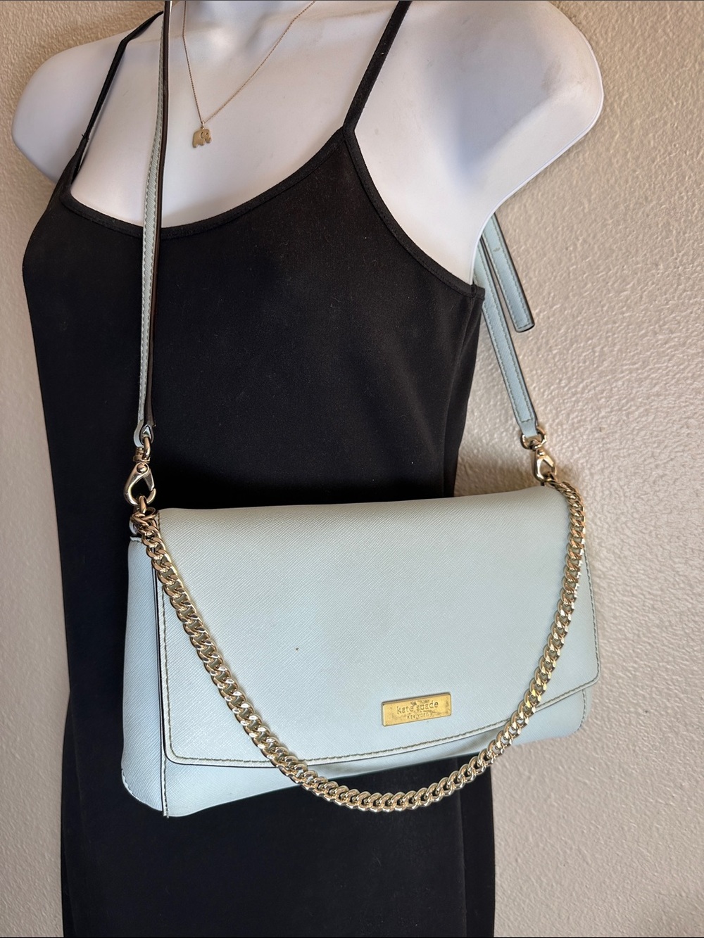 kate spade pale blue Saffiano Leather Chain Strap & Crossbody - Picture 6 of 12